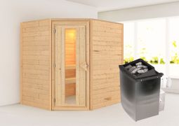 Sauna "Kirsa" SET ACTION met energiebesparende deur en kachel 9 kW - 196 x 170 x 198 cm (B x D x H)