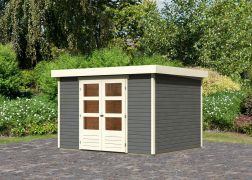 Berging / tuinhuis met platdak zonder dakleer, kleur: terra grijs, grondoppervlakte: 7,21 m²