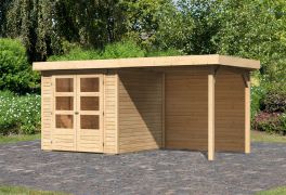 Modern tuinhuis SET ACTION met dubbele deuren & aanbouwdak, kleur: onbehandeld, grondoppervlakte: 4,45 m²