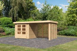 Berging / tuinhuis SET ACTION onbehandeld met 2,8 m aanbouwdak, grondoppervlakte: 4,45 m²