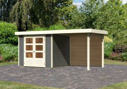 Berging / tuinhuis SET ACTION terra grijs met aanbouwdak 2,4 m breed, achterwand, grondoppervlakte: 5,05m²