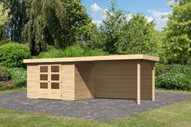 Berging / tuinhuis SET onbehandeld met vast dak 2,8 m breed, achterwand, grondoppervlakte: 6,35m²