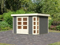 Berging / tuinhuis met platdak zonder dakleer, kleur: terra grijs, grondoppervlakte: 7 m²
