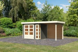 Berging / tuinhuis SET terra grijs met aanbouwdak 2,4 m breed, aanbouwdak, grondoppervlakte: 5,07 m²