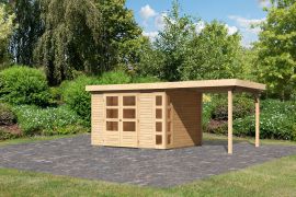 Berging / tuinhuis SET onbehandeld met vast dak 2,4 m breed, grondoppervlakte: 7m²