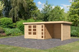 Berging / tuinhuis SET onbehandeld met vast dak 2,4 m breed, zij- en achterwand, grondoppervlakte: 7m²