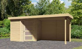Berging / tuinhuis SET onbehandeld met aangebouwd dak 2,8 m breed, achterwand, grondoppervlakte: 4,45 m²