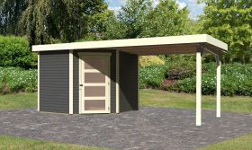 Berging / tuinhuis SET ACTION terra grijs met aanbouwdak 2,8 m breed, grondoppervlakte: 5,76 m²