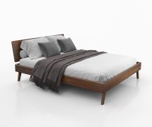 Eenpersoonsbed / logeerbed Engordany 10 / massief beukenhout / gelakt / ligvlak: 140 x 200 cm / kleur: walnoot / met stevige hoofdsteun / tijdloos design