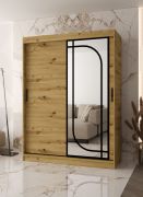 Kast met schuifdeuren / kledingkast | Kleur: Artisan eiken | 150 x 62 x 200 cm | 2 kledingstangen | betrouwbaar schuifsysteem | 5 vakken | decoratieve spiegel
