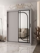 Kast met schuifdeuren / kledingkast | Kasjmir | 150 x 62 x 200 cm | 2 kledingstangen | betrouwbare schuifsystemen | 5 vakken | decoratieve spiegel
