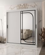 Kledingkast | 10 vakken | 2 kledingstangen | Mat wit | Kast met schuifdeuren | 180 x 62 x 200 cm | 1 spiegeldeur | betrouwbare schuifsystemen
