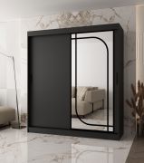 Kledingkast | 10 vakken | 2 kledingstangen | matzwart | schuifdeurenkast | 180 x 62 x 200 cm | 1 spiegeldeur | betrouwbare schuifsystemen