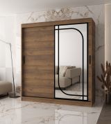 Kledingkast | 10 vakken | 2 kledingstangen | Kleur: Walnoot Warmia | Kast met schuifdeuren | 180 x 62 x 200 cm | 1 spiegeldeur | betrouwbare schuifsystemen