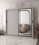 Kast met schuifdeuren | Kasjmir | decoratieve spiegel | 200 x 62 x 200 cm | 10 vakken | 2 kledingstangen | moderne details | kledingkast