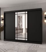 Schuifdeurenkast | decoratieve spiegeldeur | Kleur: kasjmier | 2 kledingstangen | Kledingkast | 10 vakken | 250 x 62 x 200 cm | Duurzaam en robuust