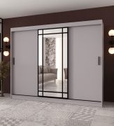 Schuifdeurenkast | decoratieve spiegeldeur | Kleur: Artisan eiken | 2 kledingstangen | Kledingkast | 10 vakken | 250 x 62 x 200 cm | Duurzaam en robuust