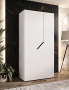 Kleiderschrank / Drehtürenschrank | Farbe: Weiß | 1 Meter breit | 1 Fach | 1 Kleiderstange | Griffe: Schwarz | Maße: 100 x 52 x 202 cm | Soft-Close-Funktion | ABS