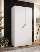 Kledingkast / Draaideurkast | Kleur: wit | 1 meter breedte | 1 vak | 1 kledingstang | Handgrepen: kasjmier | Maten: 100 x 52 x 202 cm | Soft-Close functie | ABS