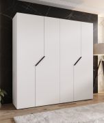 Kledingkast | 4-deurs | kleur: wit | 2 vakken | 2 kledingstangen | handgrepen: zwart | Soft-Close functie | afmetingen: 200 x 52 x 202 cm | ABS randen