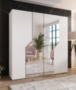 Draaideurkast / kledingkast | Kleur: wit | Soft-Close functie | 2 spiegeldeuren | ABS-randen | Handgrepen: goud | Maten: 200 x 52 x 202 cm | 2 kledingstangen