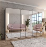 Draaideurkast | Kleur: Zwart | Soft-Close functie | Handgrepen: Zwart | 3 vakken | 3 kledingstangen | Afmetingen: 300 x 52 x 202 cm | ABS | Kledingkast