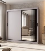 Kledingkast / schuifdeurenkast | decoratieve spiegeldeur | kasjmier | 10 vakken | 2 kledingstangen | 200 x 62 x 200 cm | voor de slaapkamer