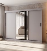 Schuifdeurenkast | 10 vakken | kasjmier | 2 kledingstangen | hoogwaardige afwerking | kledingkast | 250 x 62 x 200 cm | decoratieve spiegeldeur
