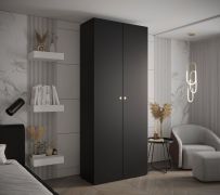 Kledingkast met functioneel design Karpaten 08, kleur: zwart - Afmetingen: 236,5 x 100 x 47 cm (H x B x D)