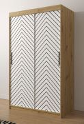 bijzondere kledingkast Mulhacen 44, kleur: Artisan eiken / mat wit / mat zwart - afmetingen: 200 x 120 x 62 cm (H x B x D), met vijf vakken.