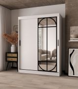 Kledingkast / schuifdeurenkast | Kleur: mat wit | 2 kledingstangen | 5 vakken | hoogwaardige afwerking | 150 x 62 x 200 cm | voor de slaapkamer