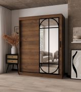 Kledingkast / kast met schuifdeuren | Kleur: Walnoot Warmia | 2 kledingstangen | 5 vakken | Hoogwaardige afwerking | 150 x 62 x 200 cm | voor de slaapkamer