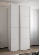 Kledingkast / schuifdeurkast / 245,5 x 100 x 64 cm / soft-close / 2 kledingstangen / 6 vakken / 6 schappen / kleur: wit / 2 schuifdeuren