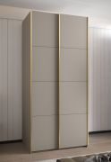 Kleiderschrank / Schiebetürenschrank | 2 Kleiderstangen | 245,5 x 100 x 64 cm | 6 Fächer | Soft-Close | 2 Schiebetüren | Farbe: Kaschmir | 6 Fächer