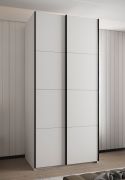 Kledingkast / schuifdeurkast / 2 schuifdeuren / 6 schappen / 245,5 x 120 x 64 cm / 6 vakken / 2 kledingstangen / kleur: wit / soft-close