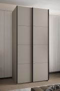 Kledingkast / schuifdeurkast / ABS randbescherming / 6 vakken / 2 kledingstangen / 245,5 x 120 x 64 cm / 2 schuifdeuren / Kleur: kasjmier