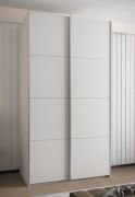 Kledingkast / schuifdeurkast / 245,5 x 130 x 64 cm / 6 vakken / 6 schappen / 2 schuifdeuren / 2 kledingstangen / kleur: wit / soft-close