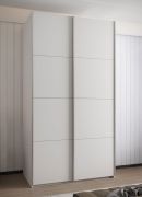 Schuifdeurkast / kledingkast / 6 vakken / 245,5 x 140 x 64 cm / 2 kledingstangen / 2 schuifdeuren / 6 schappen / soft-close / kleur: wit