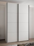 Kledingkast / schuifdeurkast / 2 kledingstangen / 2 schuifdeuren / 6 schappen / 245,5 x 150 x 64 cm / 6 vakken / soft-close / kleur: wit
