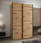Kleiderschrank / Schiebetürenschrank | 2 Schiebetüren | 2 Kleiderstangen | 245,5 x 160 x 64 cm | 10 Einlegeböden | 11 Fächer | Farbe: Eiche Artisan