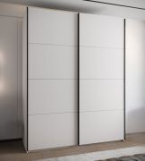 Schiebetürenschrank / Kleiderschrank | 245,5 x 100 x 64 cm | 11 Fächer | 10 Einlegeböden | 2 Kleiderstangen |2 Schiebetüren | Farbe: Weiß | Soft-Close