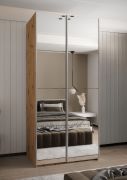 Kleiderschrank / Schiebetürenschrank | 6 Fächer | 245,5 x 100 x 64 cm |2 Kleiderstangen | 6 Einlegeböden | 2 Schiebetüren | Farbe: Eiche Artisan