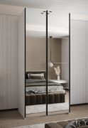 Kleiderschrank / Schiebetürenschrank | 2 Schiebetüren | 2 Kleiderstangen | 245,5 x 100 x 64 cm | 6 Einlegeböden | 6 Fächer | Farbe: Weiß | Soft-Close
