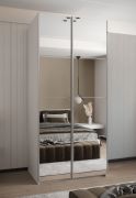 Kledingkast / schuifdeurkast / 245,5 x 100 x 64 cm / 2 kledingstangen / 2 schuifdeuren / 6 vakken / 6 schappen / kleur: wit / soft-close