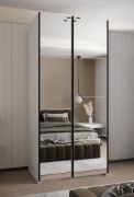 Kledingkast / schuifdeurkast / soft-close / 2 schuifdeuren / 2 kledingstangen / 6 vakken / 6 schappen / 245,5 x 110 x 64 cm / kleur: wit