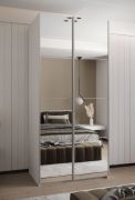 Kledingkast / schuifdeurkast / 6 vakken / 245,5 x 110 x 64 cm / 6 schappen / 2 kledingstangen / 2 schuifdeuren / kleur: wit / soft-close