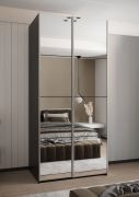 Kledingkast / schuifdeurkast / soft-close / 245,5 x 110 x 64 cm / 6 kledingstangen / 2 schuifdeuren / 6 vakken / 2 kledingstangen / kleur: zwart