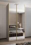 Kledingkast / schuifdeurkast / 245,5 x 110 x 64 cm / 2 kledingstangen / 6 vakken / soft-close / 2 schuifdeuren / 6 vakken / kleur: kasjmier