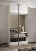 Kleiderschrank / Schiebetürenschrank | 245,5 x 120 x 64 cm | 6 Fächer | Soft-Close | 6 Einlegeböden | 2 Kleiderstangen | 2 Schiebetüren | Farbe: Weiß