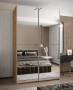 Kledingkast / schuifdeurkast / 2 kledingstangen / 245,5 x 160 x 64 cm / kleur: Artisan eiken / Soft-Close functie / 6 vakken / 2 schuifdeuren